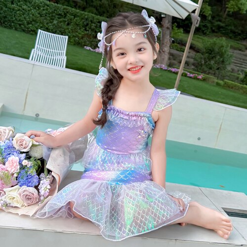 女童美人鱼泳衣夏季宝宝2026新款洋气儿童度假温泉小女孩公主泳装