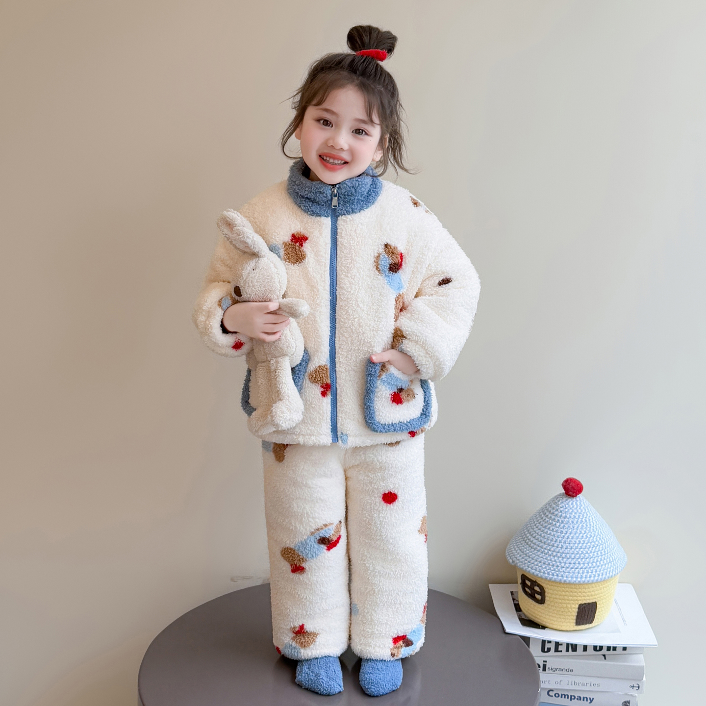 女童珊瑚绒秋冬季家居服套装