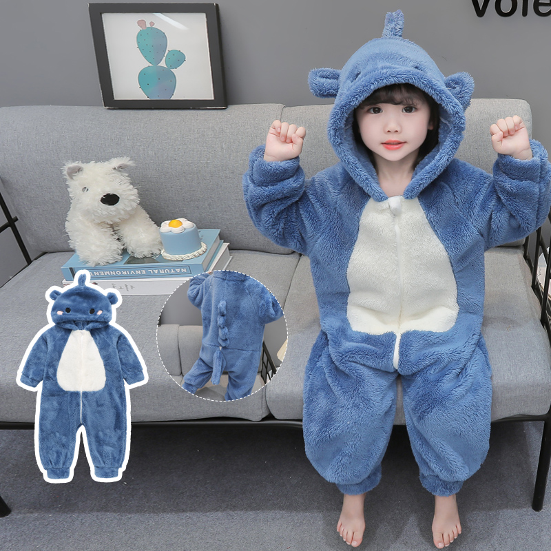 防踢被爬服男宝宝法兰绒家居服