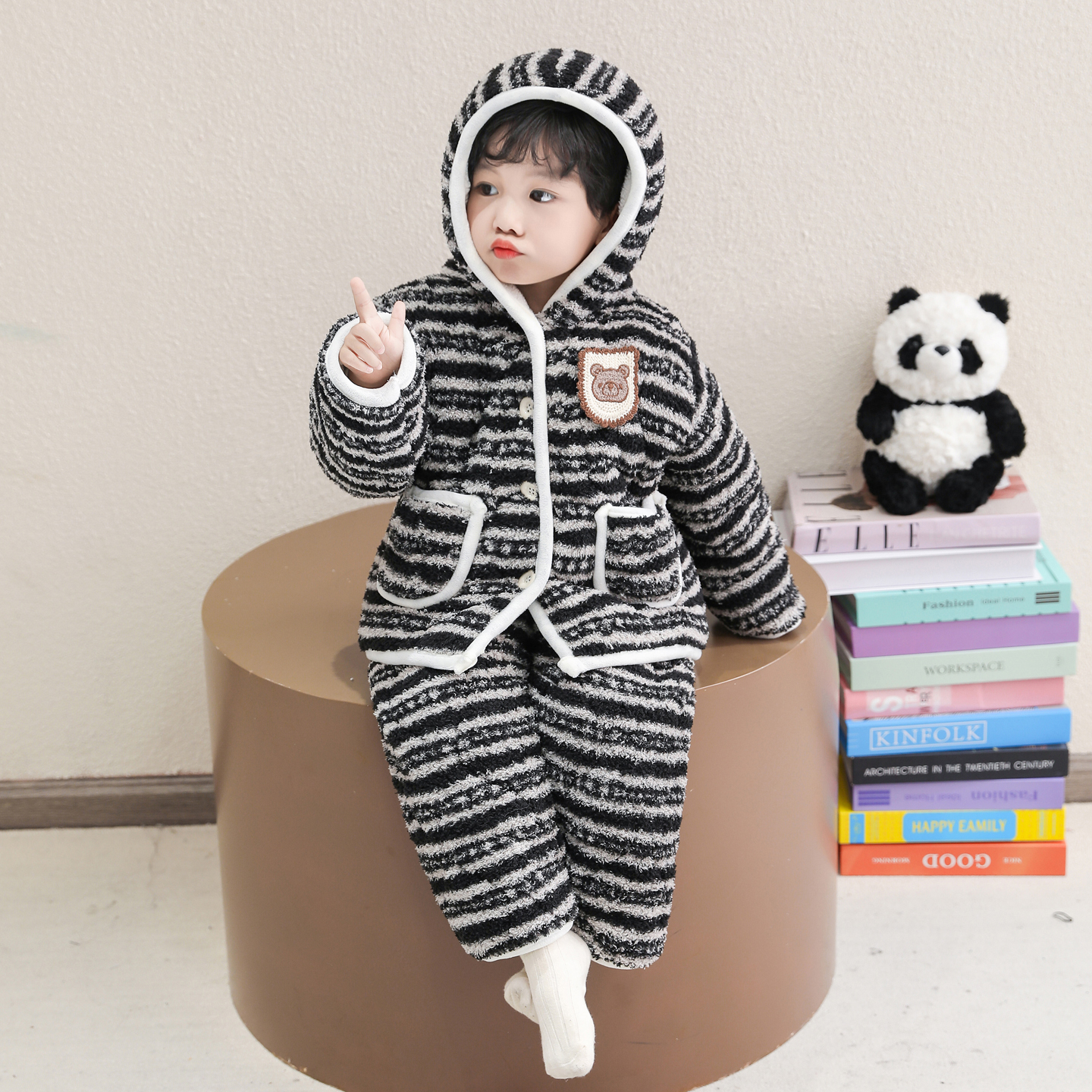 儿童保暖睡衣男孩秋冬季三层夹棉