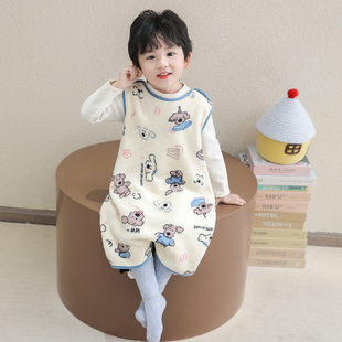 雪粒绒睡衣婴儿睡袋春秋冬季薄款男宝宝睡袍儿童男女童睡裙家居服