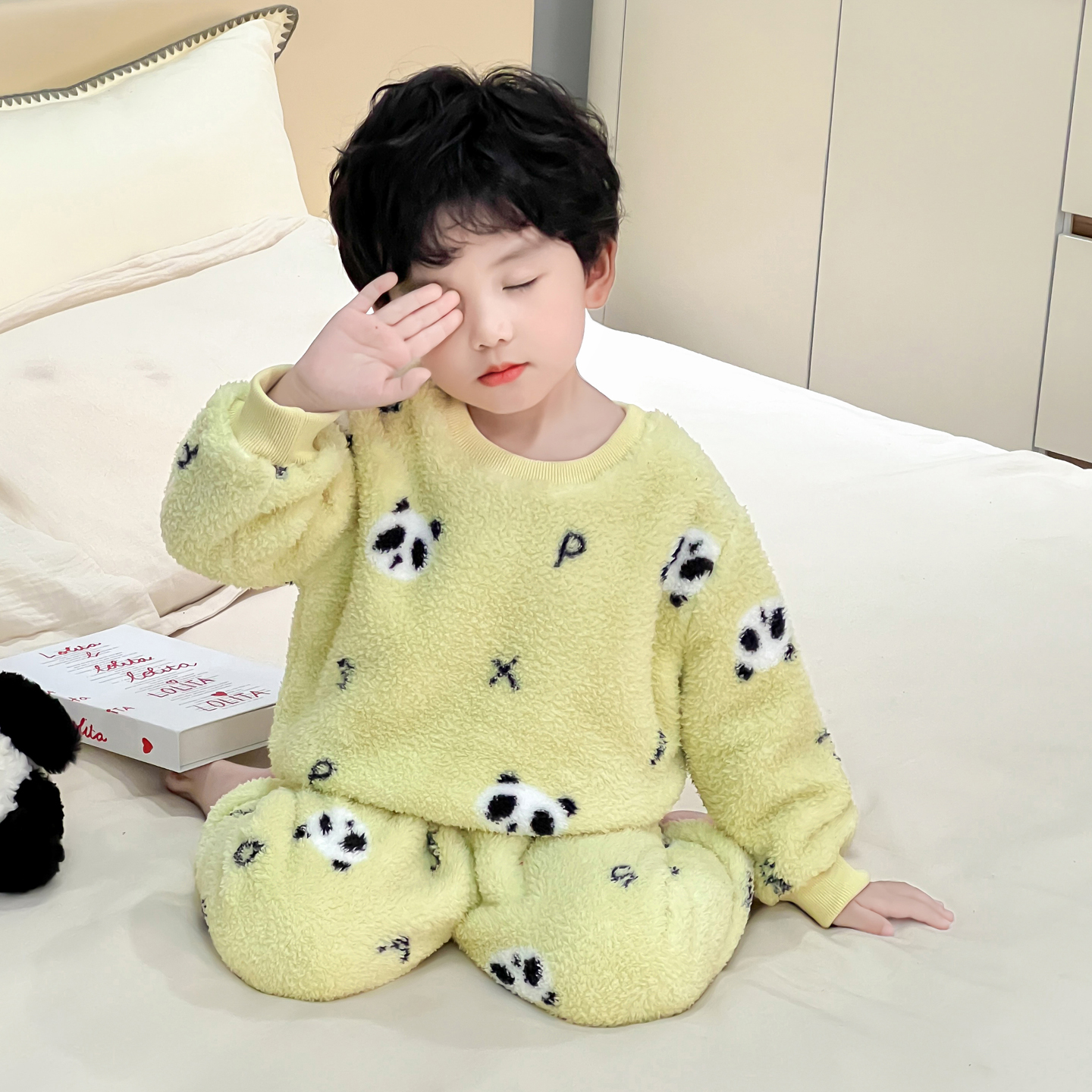 男童睡衣秋冬季法兰绒加厚珊瑚绒