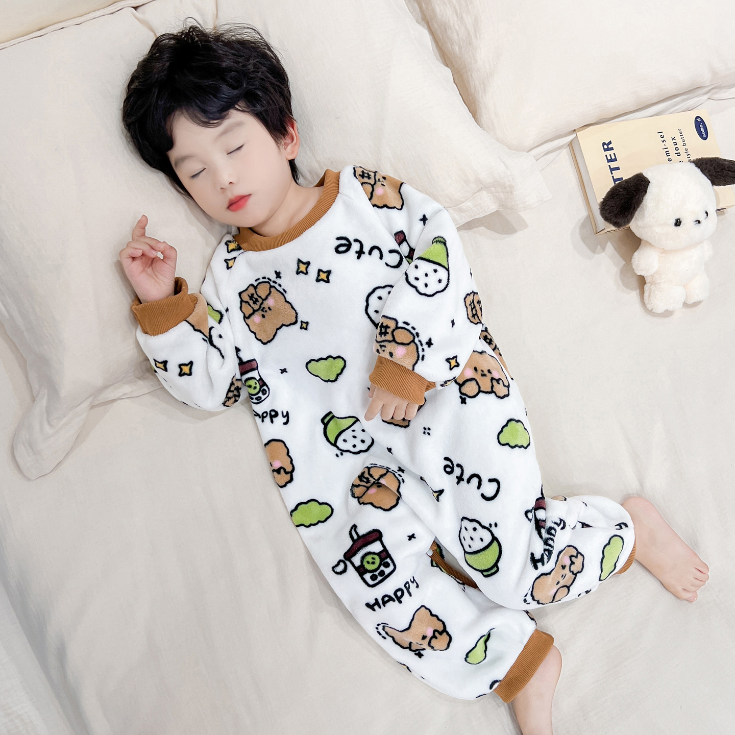 儿童连体睡衣秋冬款法兰绒