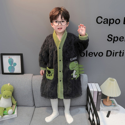 儿童睡袍中长款法兰绒浴袍