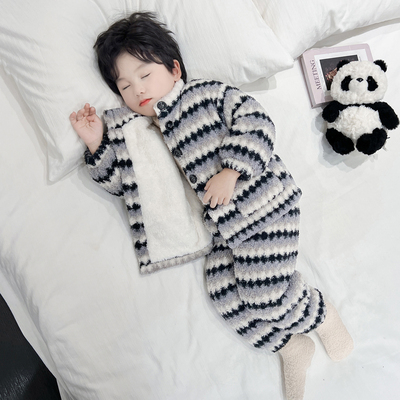 男童睡衣套装冬季新款法兰绒