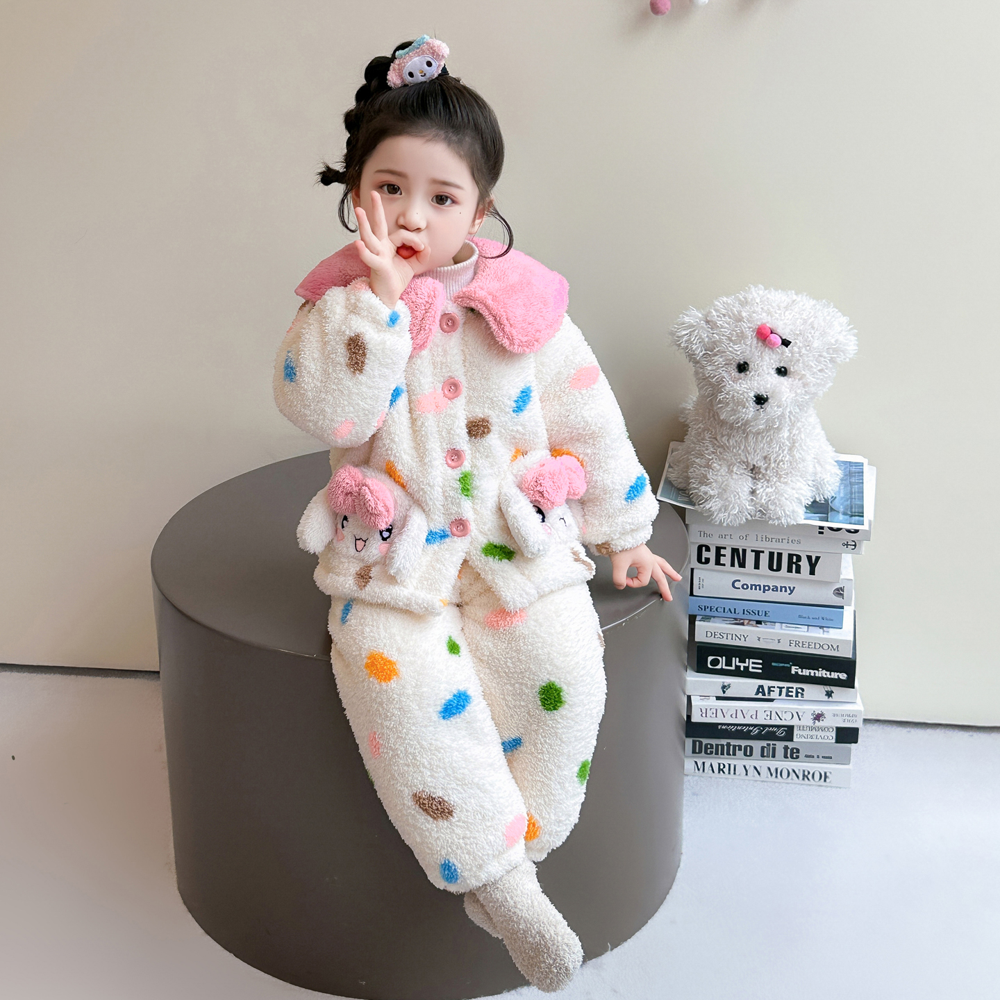 女童珊瑚绒睡衣套装冬季新款