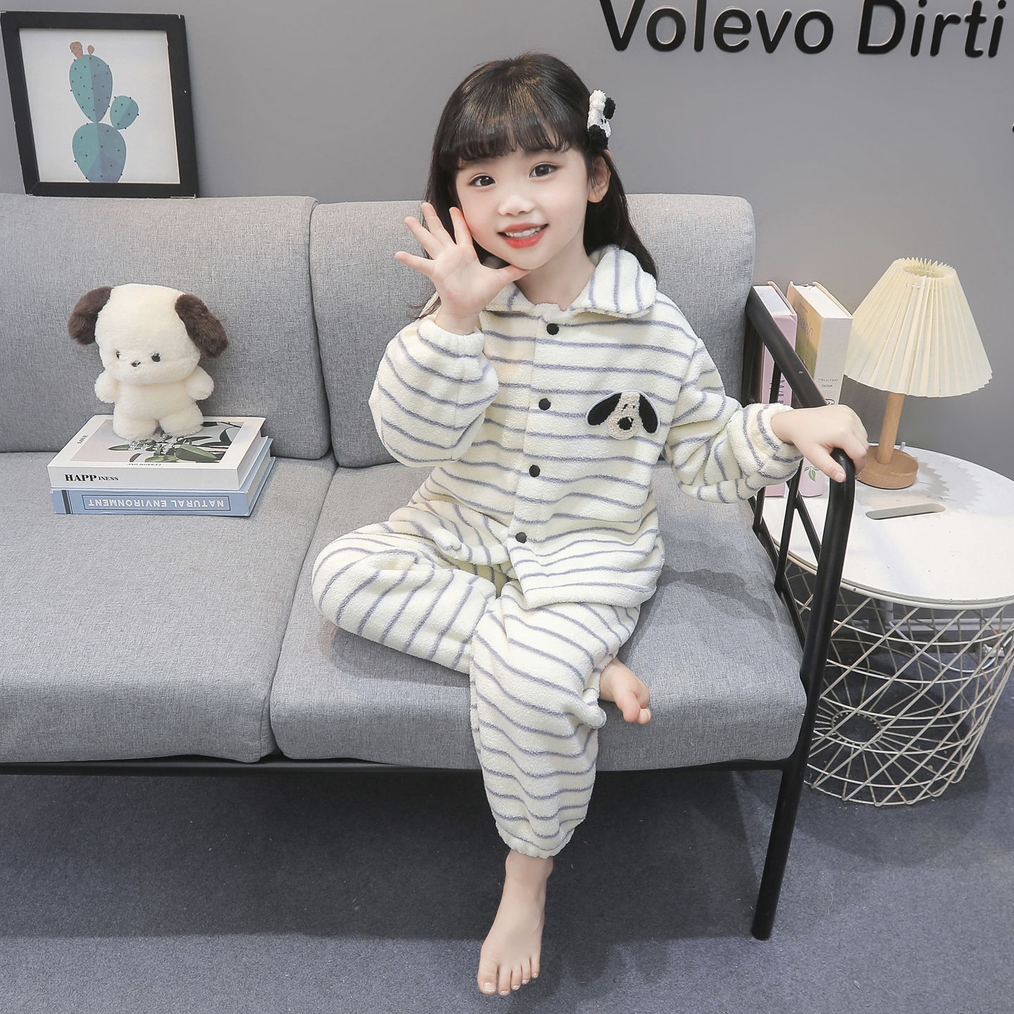 儿童法兰绒睡衣秋冬季珊瑚绒