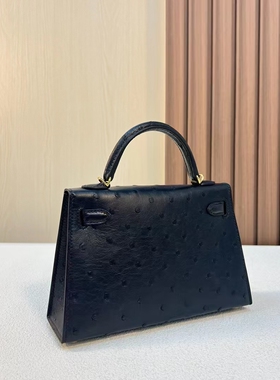Mini kelly ll Ostrich kk 鸵鸟   黑色 Noir 金扣 Ghw 手缝 包包