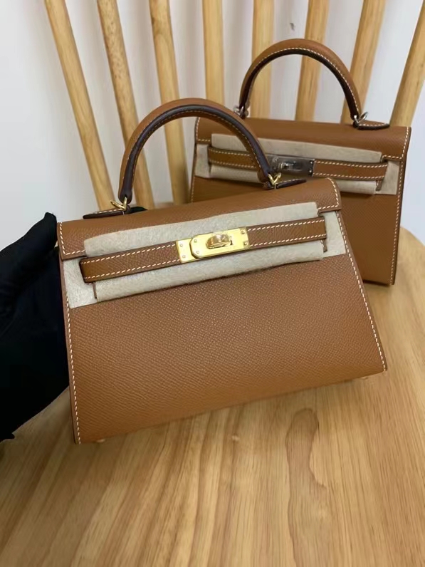 私人订制纯手工进口皮料蜡线缝制凯莉二代epsom皮金棕金扣 银扣