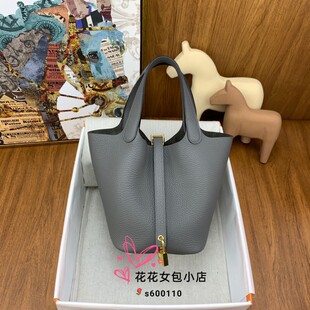 私人订制纯手工蜡线进口皮料缝制包包 水桶包tc菜蓝子OL积雨云灰