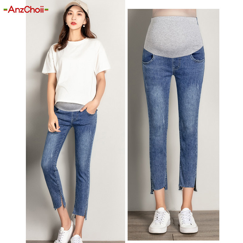 孕妇裤子秋季外穿九分裤女韩版时尚潮妈春秋小脚裤牛仔裤洋气秋款