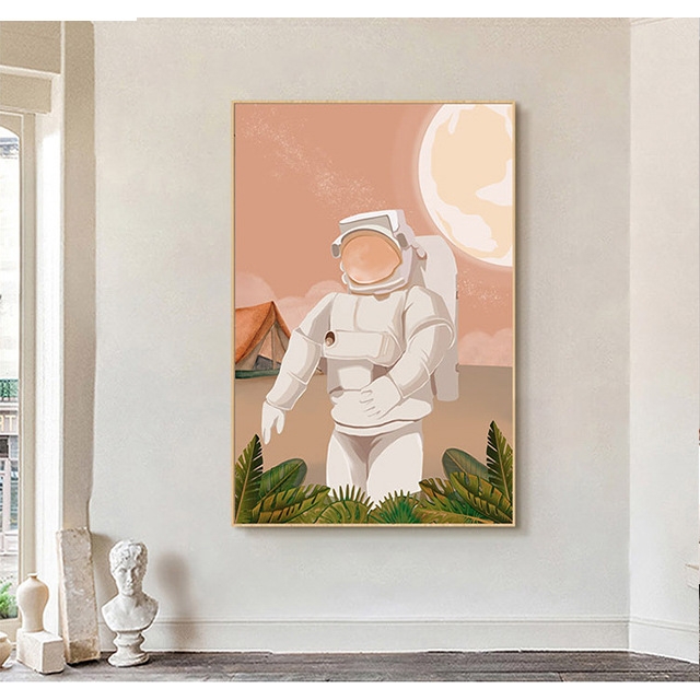 数字油画动漫宇宙星球填充宇航员手绘装饰画儿童房填色画图片