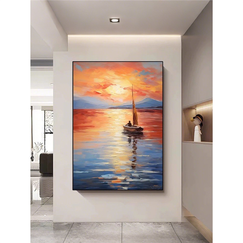 一帆风顺客厅装饰画现代美式轻奢豪宅卧室壁画进日出艺术酒店挂画图片