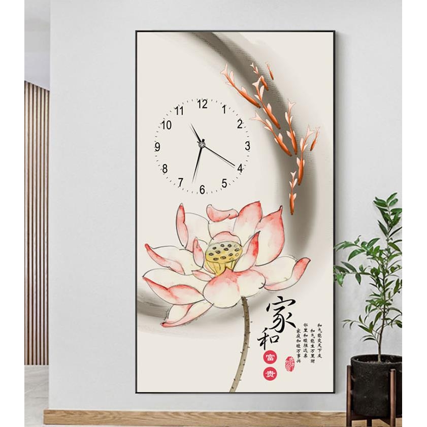 新中式禅意花鸟荷花植物花卉客厅走廊挂画家和富贵玄关入户装饰画图片