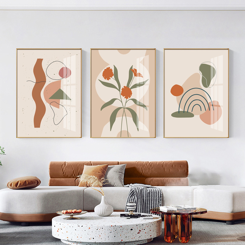 花枝 现代简约风格客厅装饰画沙发背景墙画民宿原木玄关抽象挂画