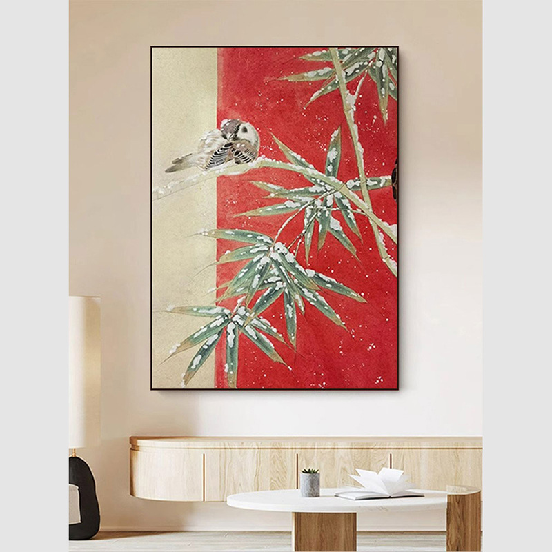 节节高升装饰画客厅卧室喜上眉梢装饰画中国风竹子玄关好寓意挂画