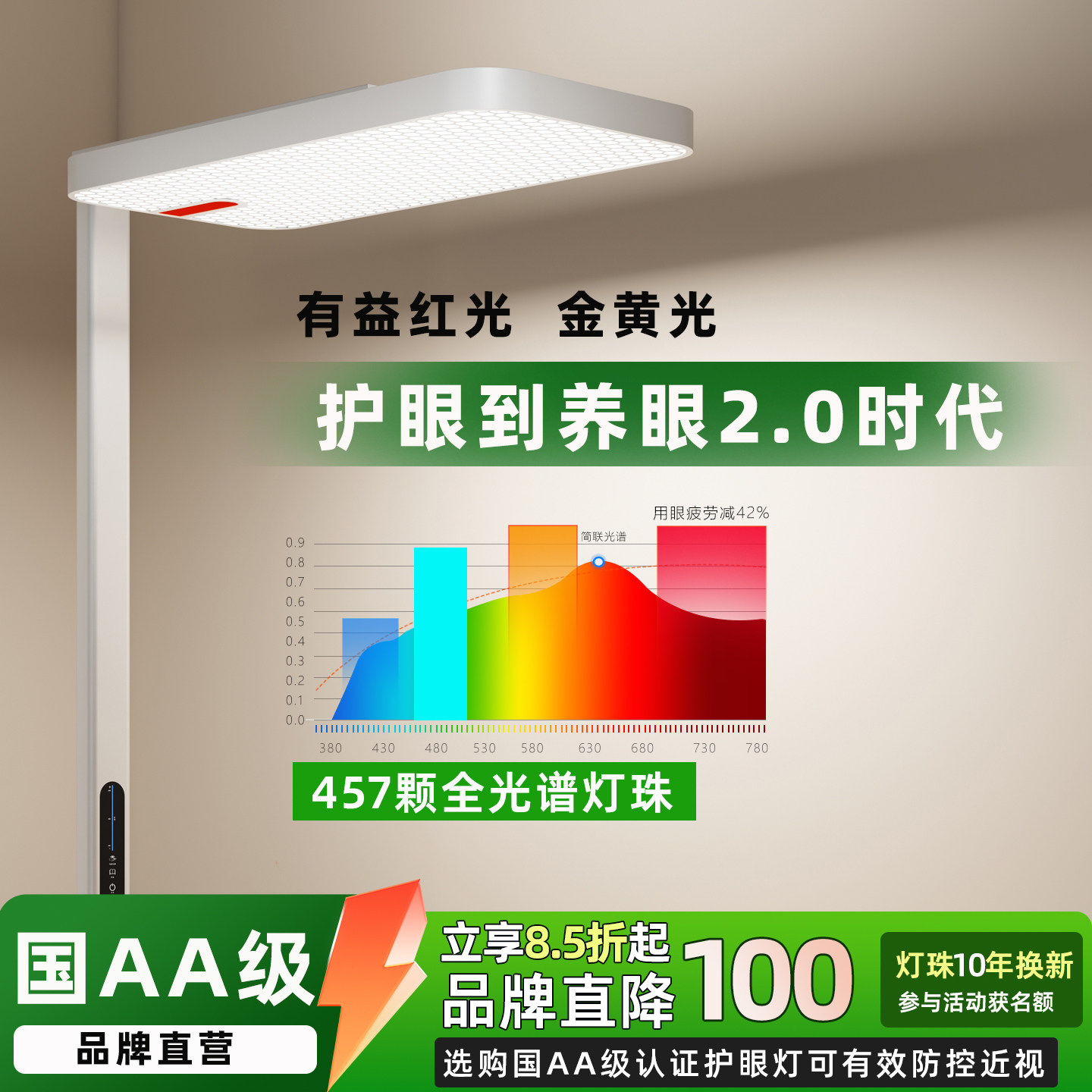 简联全光谱护眼专用大路灯儿童书桌阅读夹式台灯学习防近视教室灯