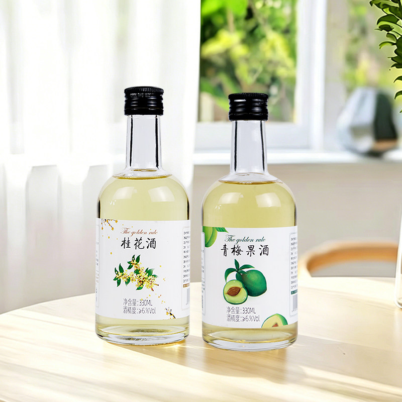 桂花酒青梅酒330ml无米醪糟发酵酒低度小甜酒糯米酒梅子酒桂花酿
