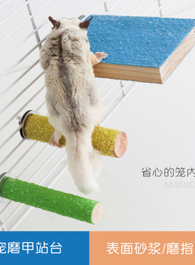 蜜袋鼯用品磨指甲松鼠花枝鼠龙猫跳台站杆飞鼠笼内家具玩具磨砂板