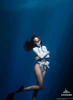 KAYASUBA 白蓝无暇系列潜水服女连体浮潜泳衣显瘦防晒水母衣泳衣