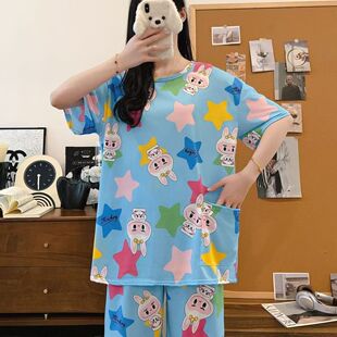 短袖短裤菠萝睡衣女夏天薄款套装可外穿学生可爱甜美家居服两件套