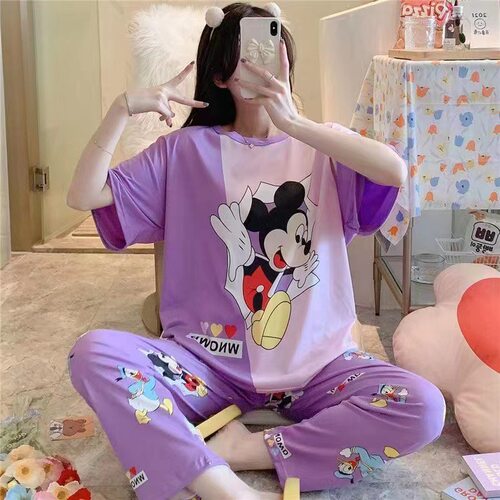 HelloKitty凯蒂猫短袖长裤睡衣女夏季新款可外穿家居服套装两件套