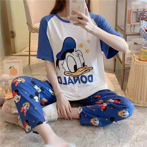 HelloKitty凯蒂猫短袖长裤睡衣女夏季新款可外穿家居服套装两件套