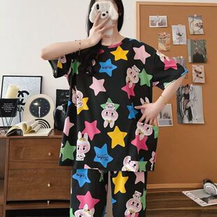 短袖短裤菠萝睡衣女夏天薄款套装可外穿学生可爱甜美家居服两件套