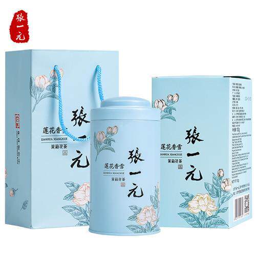 张一元官方旗舰店张一元茶叶九窨莲花香雪特种茉莉花茶100g盒装配