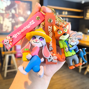 疯狂动物城卡通动漫挂饰尼克朱迪牛局长闪电棉尾兔挂件汽车钥匙链