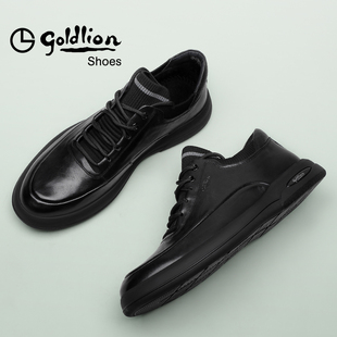 金利来男鞋春季商务鞋休闲皮鞋舒适百搭潮流厚底运动男士系带软底