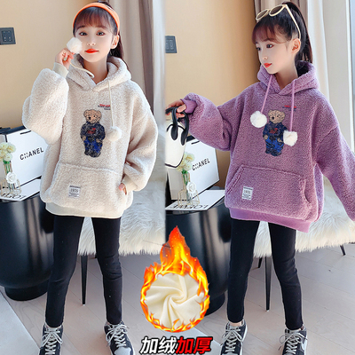 女大童冬装连帽长袖卫衣洋气上衣