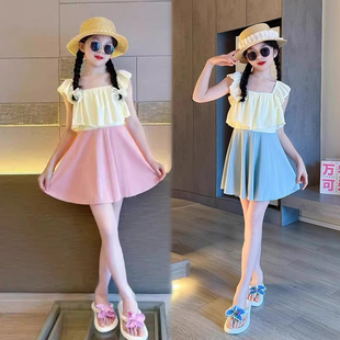 连体泳装 小女孩公主无袖 儿童洋气温泉游泳衣 新款 女童泳衣2025夏季