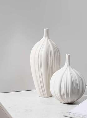 Best west 素烧陶瓷大花瓶摆件白色干花插花瓶样板房客厅软装饰品