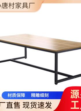 小型简易黑色会议桌长桌长方形简约现代4人6人-10人2米大办公桌子