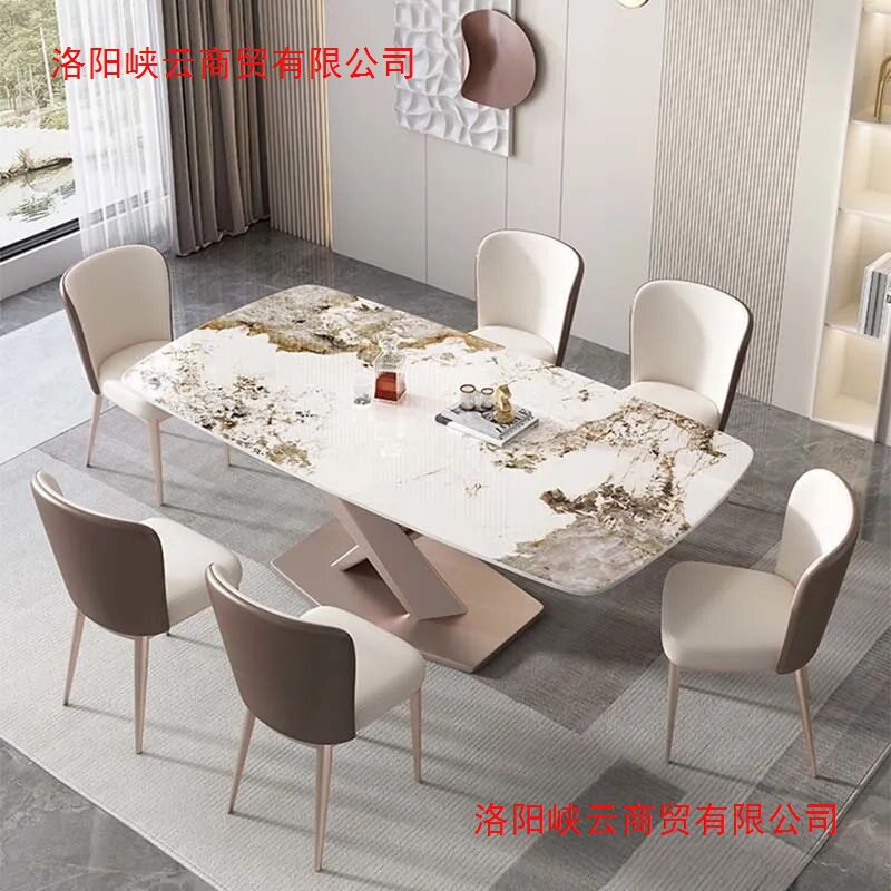 意式岩板极简餐桌椅组合小户型