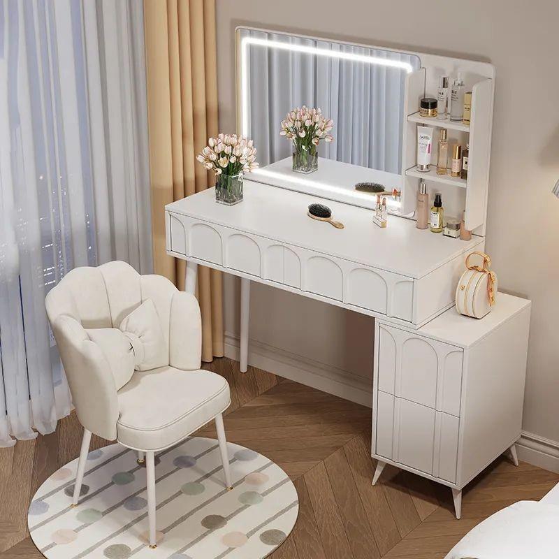 奶油风梳妆台卧室简约现代2023年新款主卧小户型化妆桌收纳柜一体