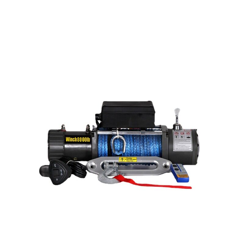 8000磅带尼龙绳汽车绞盘 12V 24V车载吊机电动绞盘 厂家直销