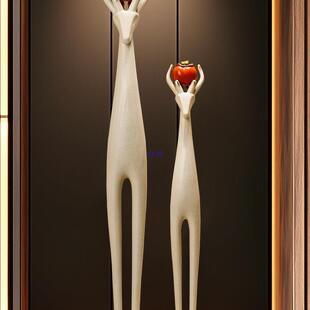 艺术鹿大摆件入户玄关旺宅家居装饰客厅电视柜瘦细长竖工艺品