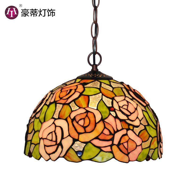 直销美式帝凡尼复古餐厅灯吧台飘窗阳台彩色玻璃吊灯