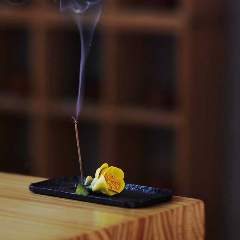 茶宠香炉金茶花线香香插高端摆件精品茶玩小众设计禅意熏香小香座