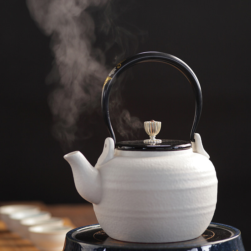 三山堂 手工白泥陶壶雪花釉陶瓷烧水壶煮茶水电陶炉泡茶日式养生