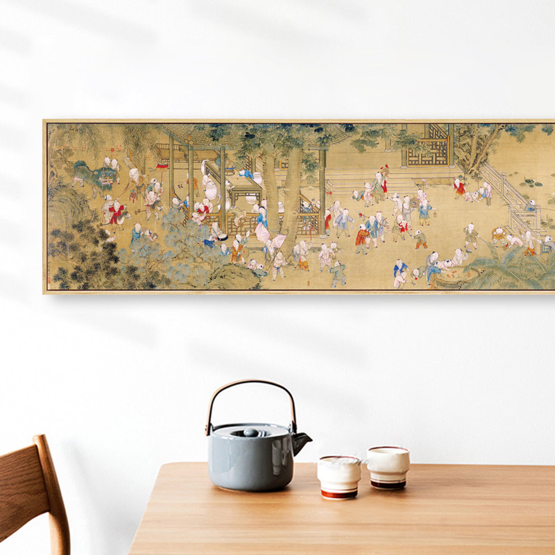 水墨宣言新中式古典装饰画百子图多子多福挂画子孙满堂吉祥装饰画