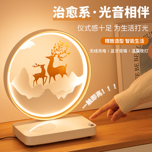 小夜灯无线 线充电多功能床头灯卧室高级感礼物氛围台灯手机蓝牙
