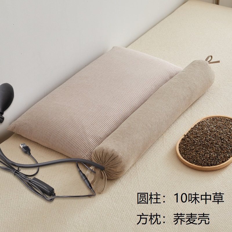 荞麦颈椎枕助睡眠睡觉专用枕头护颈枕劲椎加热圆柱枕热敷圆枕牵引