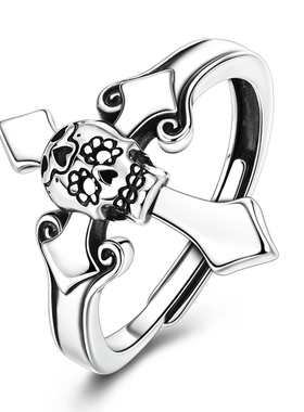 MYBEBOA美缤宝戒指女款2026新款骷髅十字开口可调节戒指独特漂亮