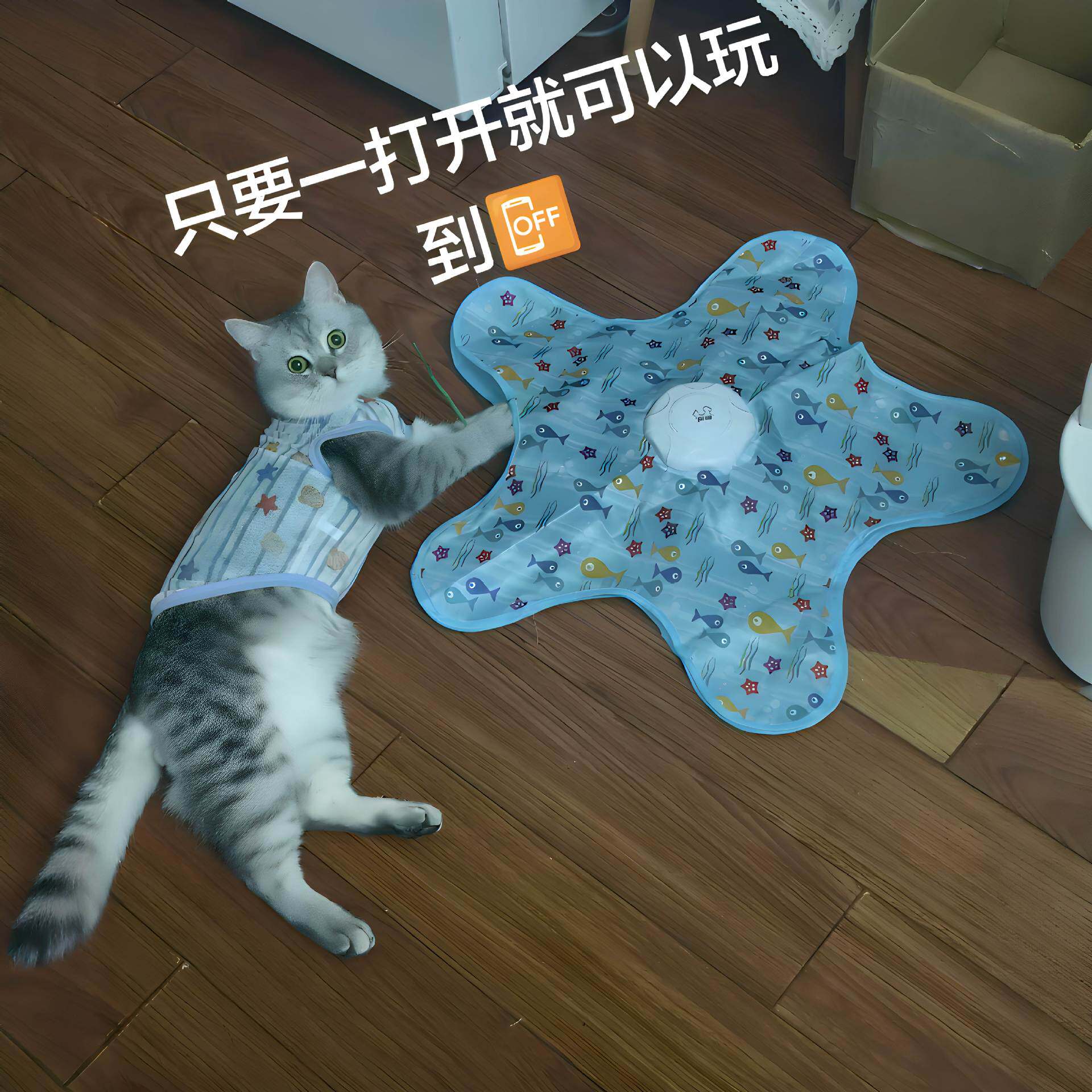 猫咪捕猎毯创意五角星自动转盘电动逗猫棒解闷互动躲藏小玩具