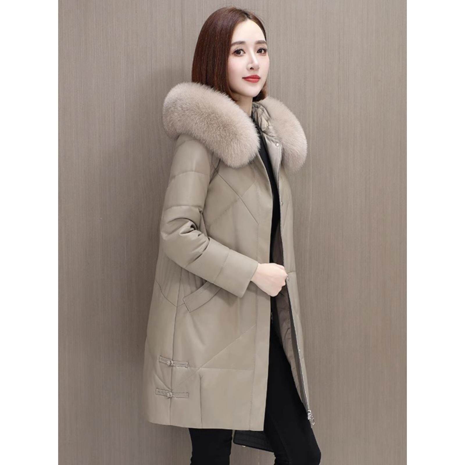 ROUMIKL2025冬季新款皮衣服女pu皮中长款衣大码宽松袄外套加绒加