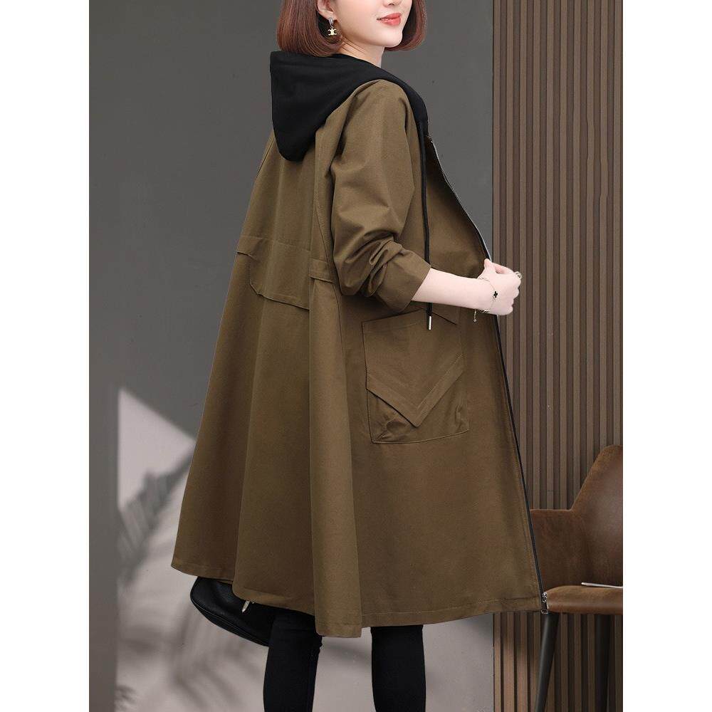 ROUMIKL风衣外套女中长款2025春秋新款大码胖mm气质显瘦妈妈今年