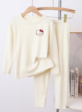 儿童装德绒睡衣两件套装女童家居服秋冬保暖打底秋衣秋裤内搭外穿